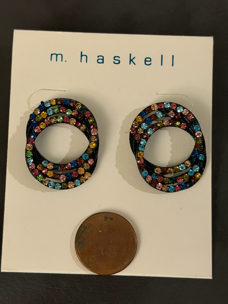 M. Haskell Rainbow Sparkle Interlaced Earrings Nwt